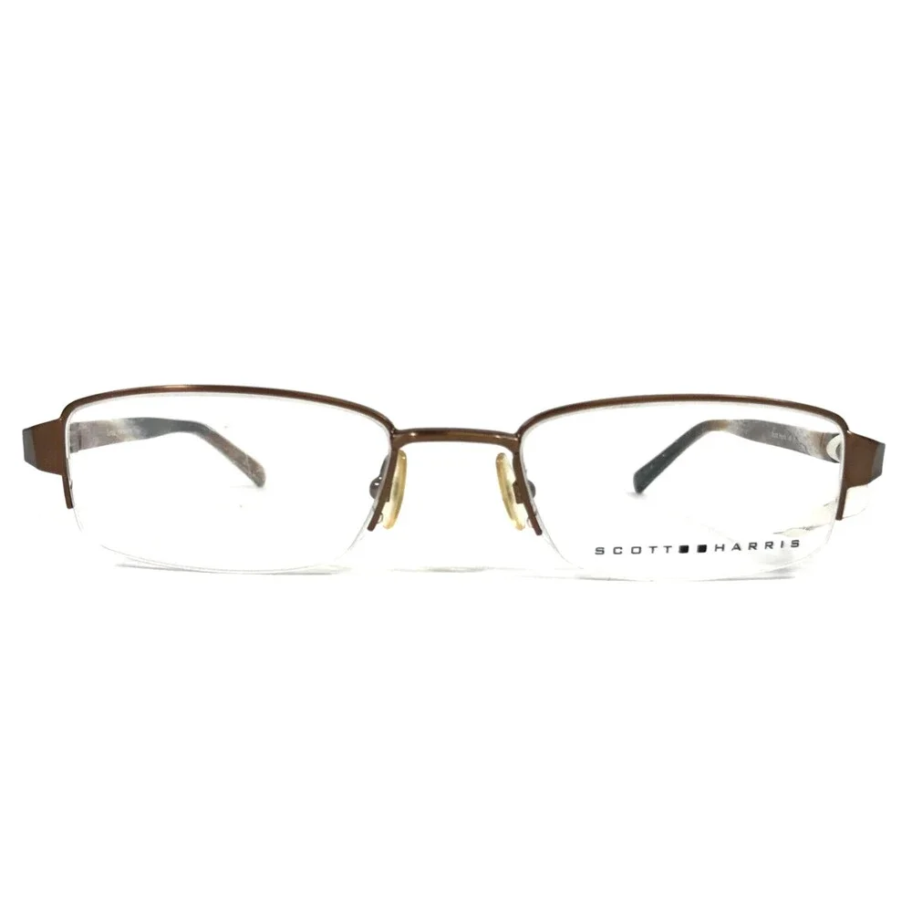 Scott Harris Eyeglasses Frames 149 01 Light Brown Rectangle Half Rim 48-18-135